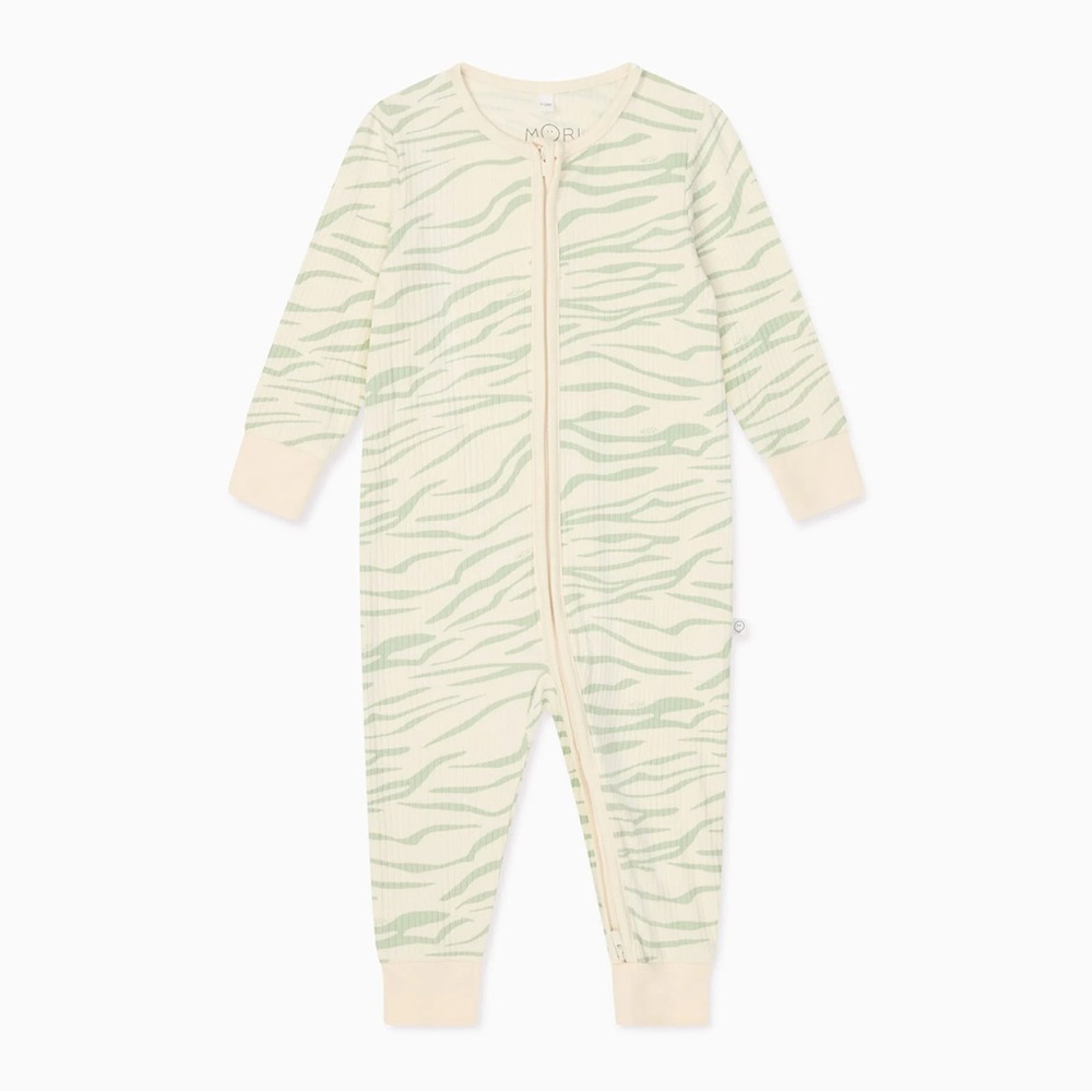 Zebra Stripe Ribbed Clever Zip Snug Fit Pajamas